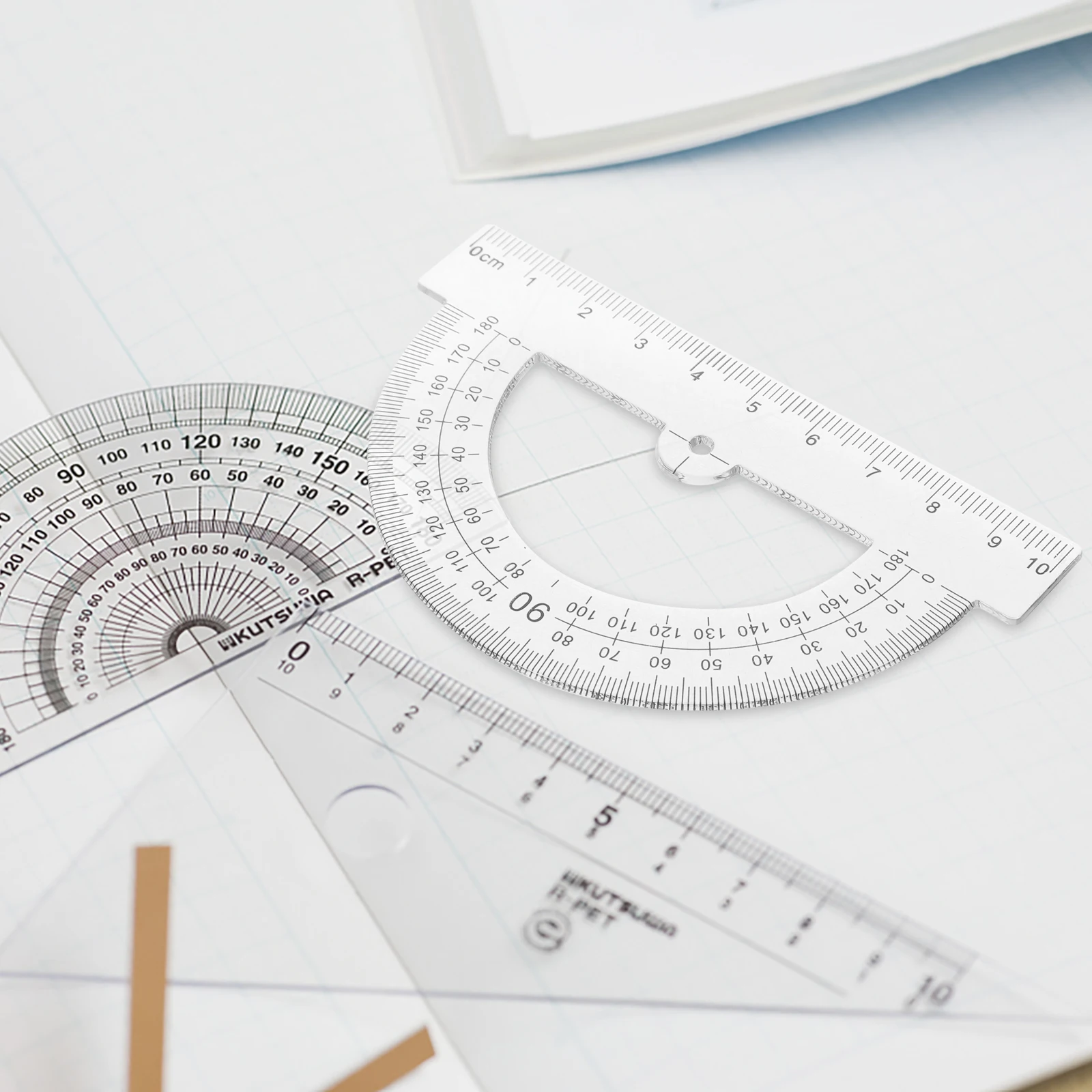 

10pcs Plastic Protractor Math Angle Tool Half Circle Drawing Stationery for School Geometry Classroom Student Portable