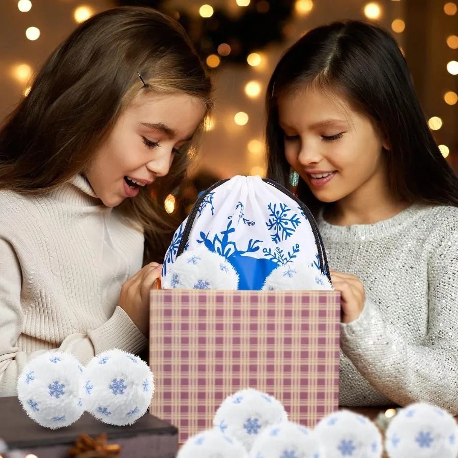 36 قطعة من كرات الثلج المزيفة لكرات الثلج المصنوعة من القطيفة الناعمة مع حقيبة تخزين مثالية لديكور شجرة عيد الميلاد والطفل الداخلي والخارجي