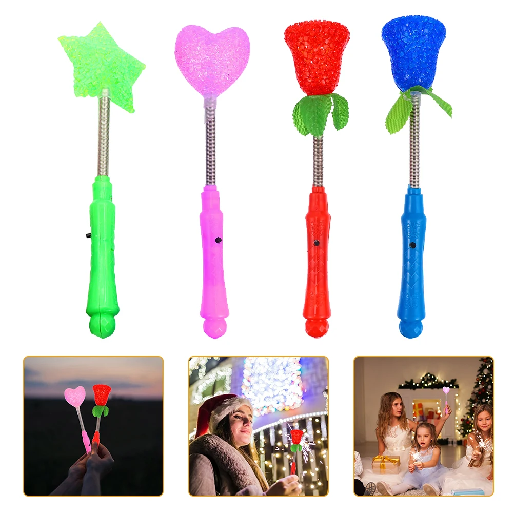 4 pçs fluorescentes brilho varas luminosas piscando varinha festival festa handheld música balançando hastes criativo crianças brinquedo