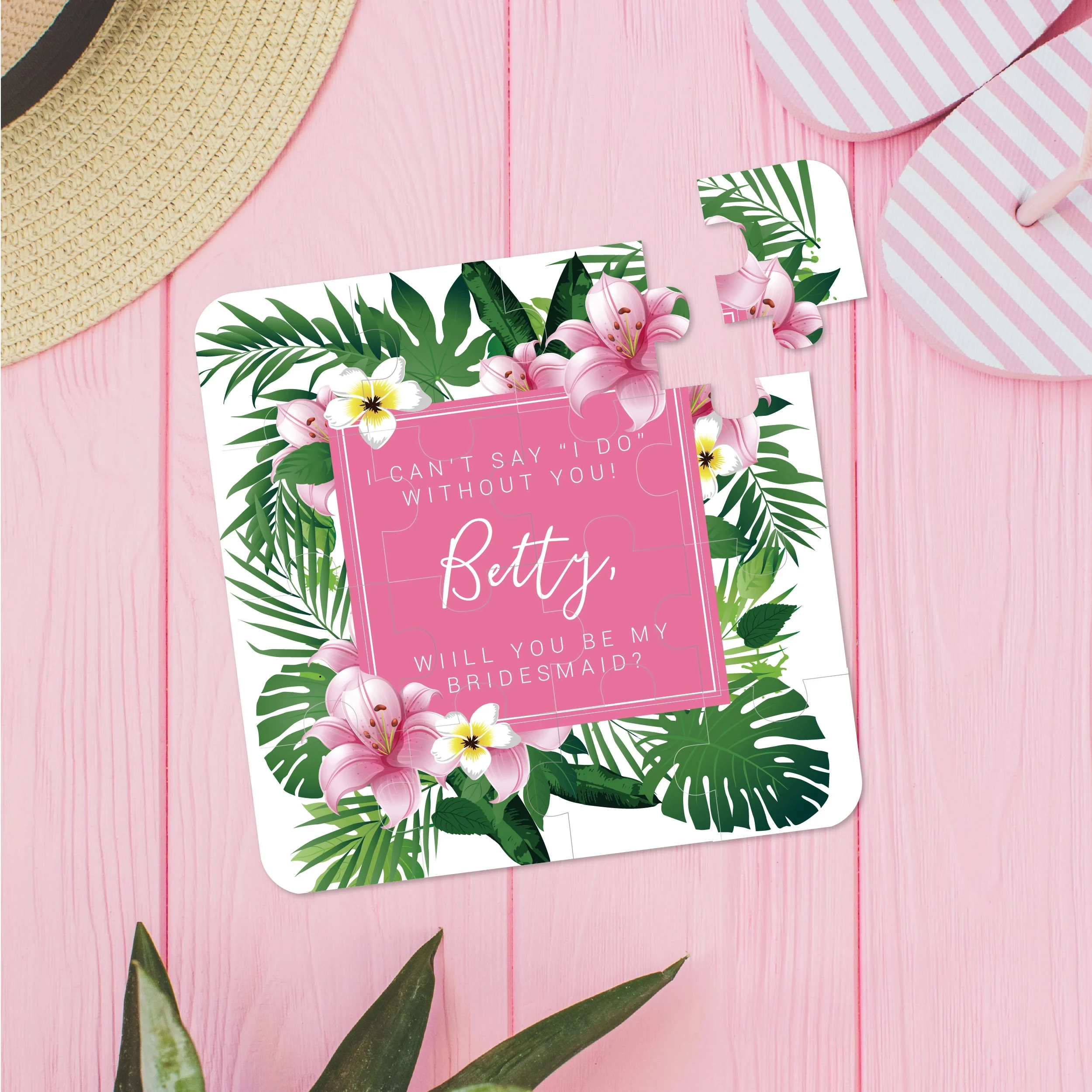 16*16 سنتيمتر بانوراما شخصية ، الألغاز الجميلة المخصصة ، دعوة الزفاف الوردي ، لغز الشاطئ المرح ، 3*5 = 15 قطعة فكرة هدية الزفاف #3