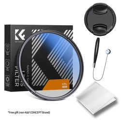 K & F kf Concept MC CPL Flter-Filtre circulaire ultra fin pour objectif d'appareil photo, 37mm, 46mm, 58mm, 67mm, 72mm, 77mm, 82mm
