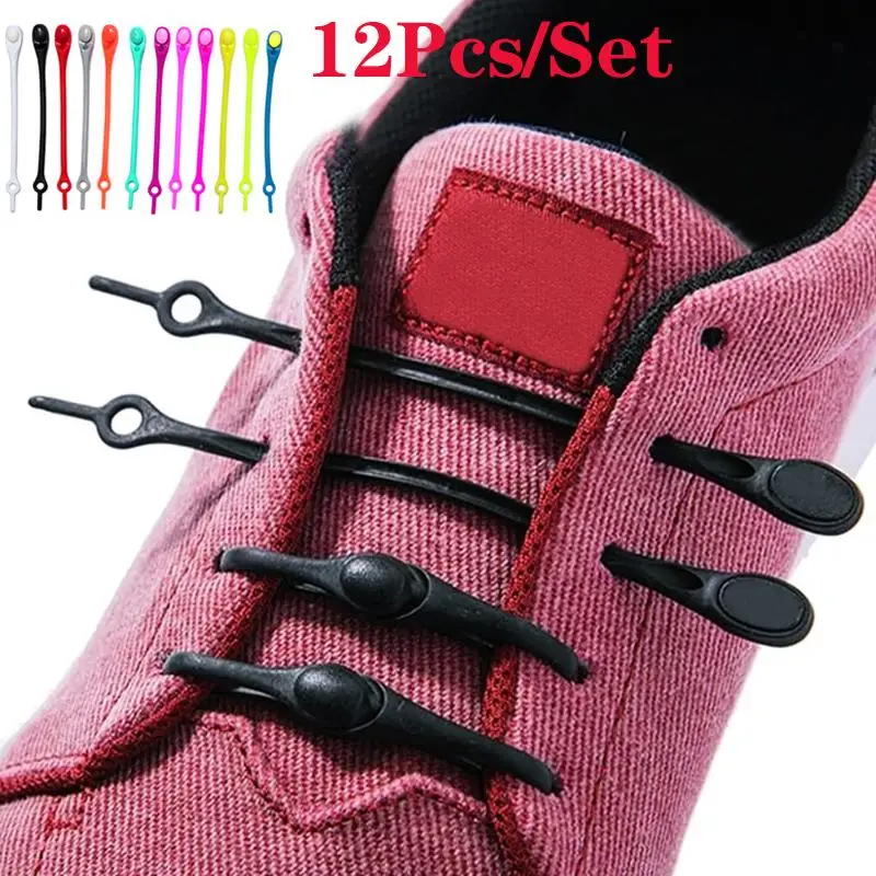 

Silicone shoelaces Fashion Elastic Running Mode Accessories Casual Colorful Convenient 12PCS/Set For All Shoelace Accessories