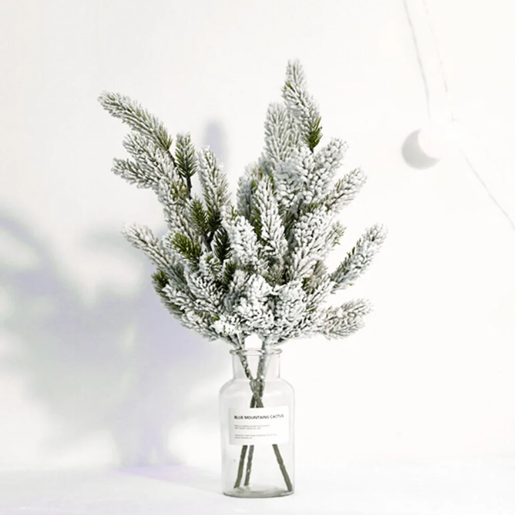 

1pcs Artificial Snowy White Artificial Tree Branches Fake Pine Branches For Christmas Diy Wreath Holiday Decorations