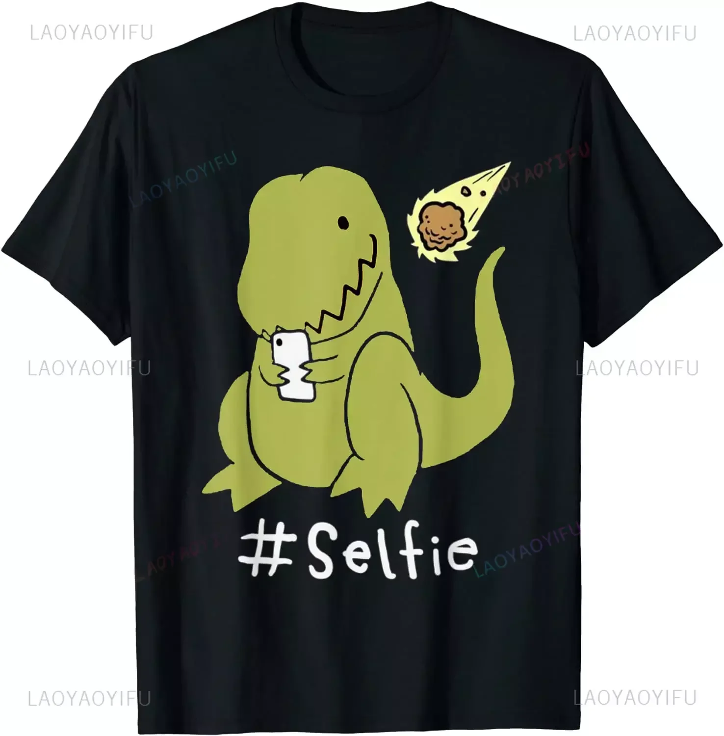 Tyrannosaurus Rex selfie dinosaur cool, cute, humorous, and fun casual T-shirt adult T-shirt casual plus size