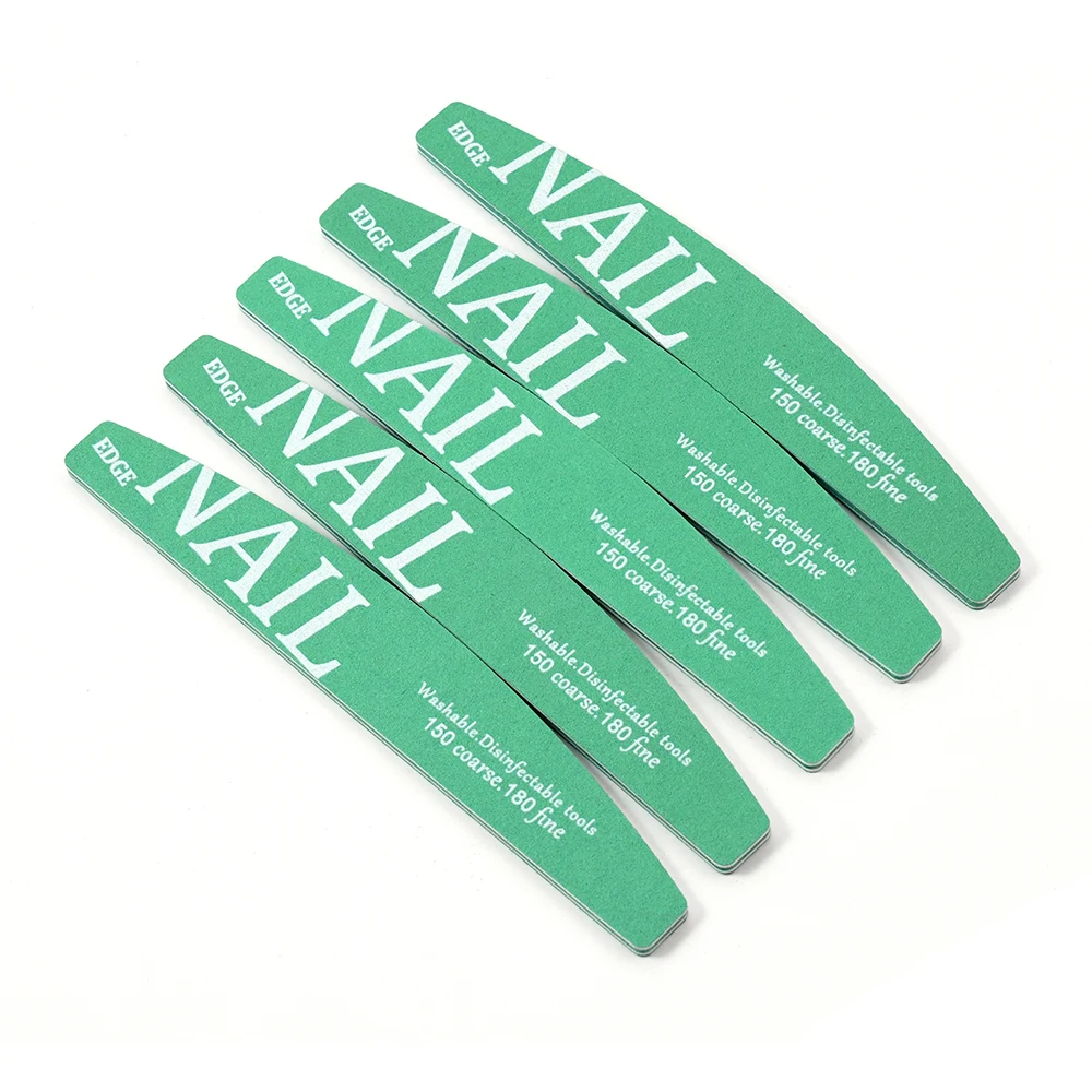 2/5/10Pcs Vibrant Green Crescent Nail File Gentle Shaping & Smoothing for Salon-Quality DIY Manicures Professional Nail Tools