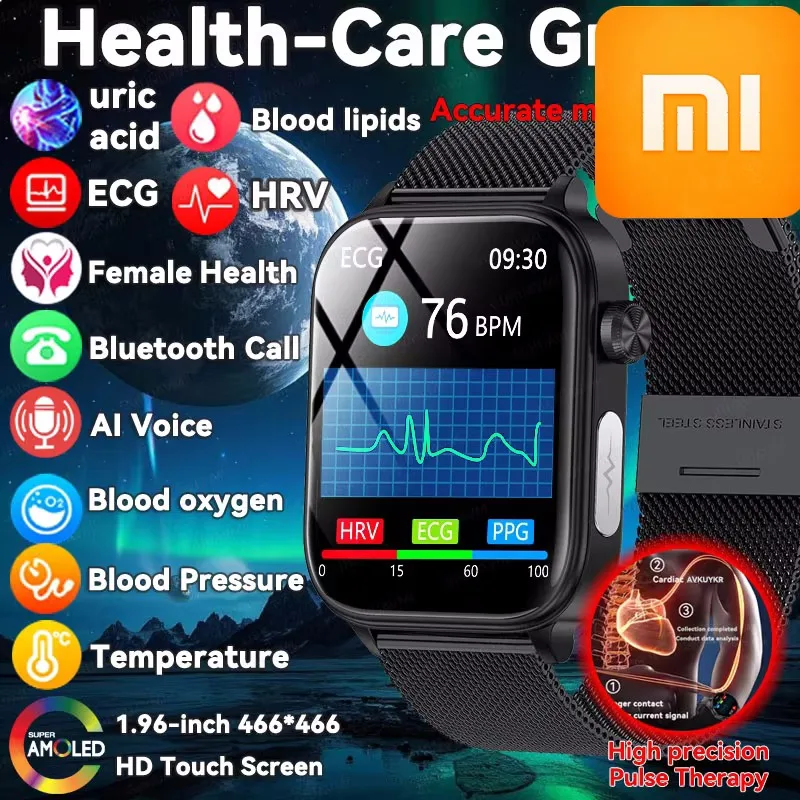 

Xiaomi 2026 Riginal Premium ЭКГ + PPG Смарт-часы для женщин, липиды в крови, мочевая кислота, аль, диагностический детектор, часы для измерения температуры тела