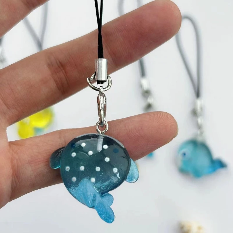 Y1UB Set of 7 Lovely Ocean Organism Pendant Phone Charm Resin Sea Creature Keychain