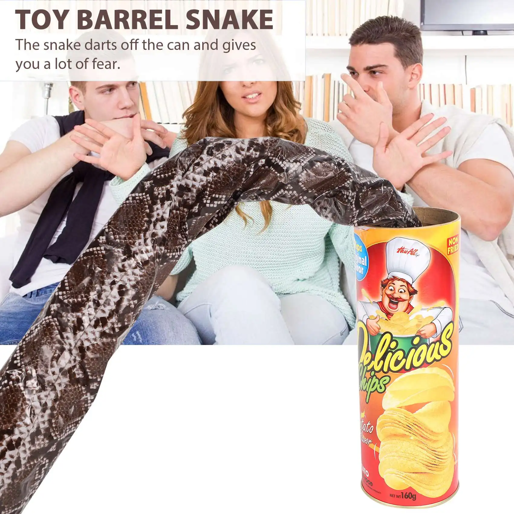 FBIL-The Potato Chip Snake Can Jump Spring Snake Gift April Fool Day Halloween Party Decoration Jokes In A Can Gag Gift Pran