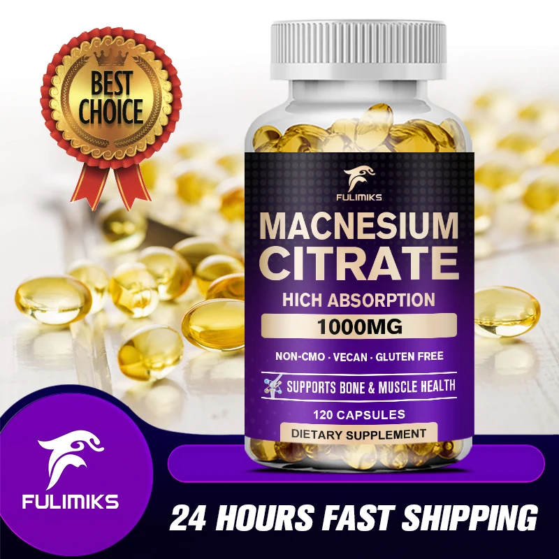 Magnesium Capsules (Citrate) - Supplement for Sleep, Heart Health, Cognitive Health, Bone Health, Energy, Muscles & Metabolism