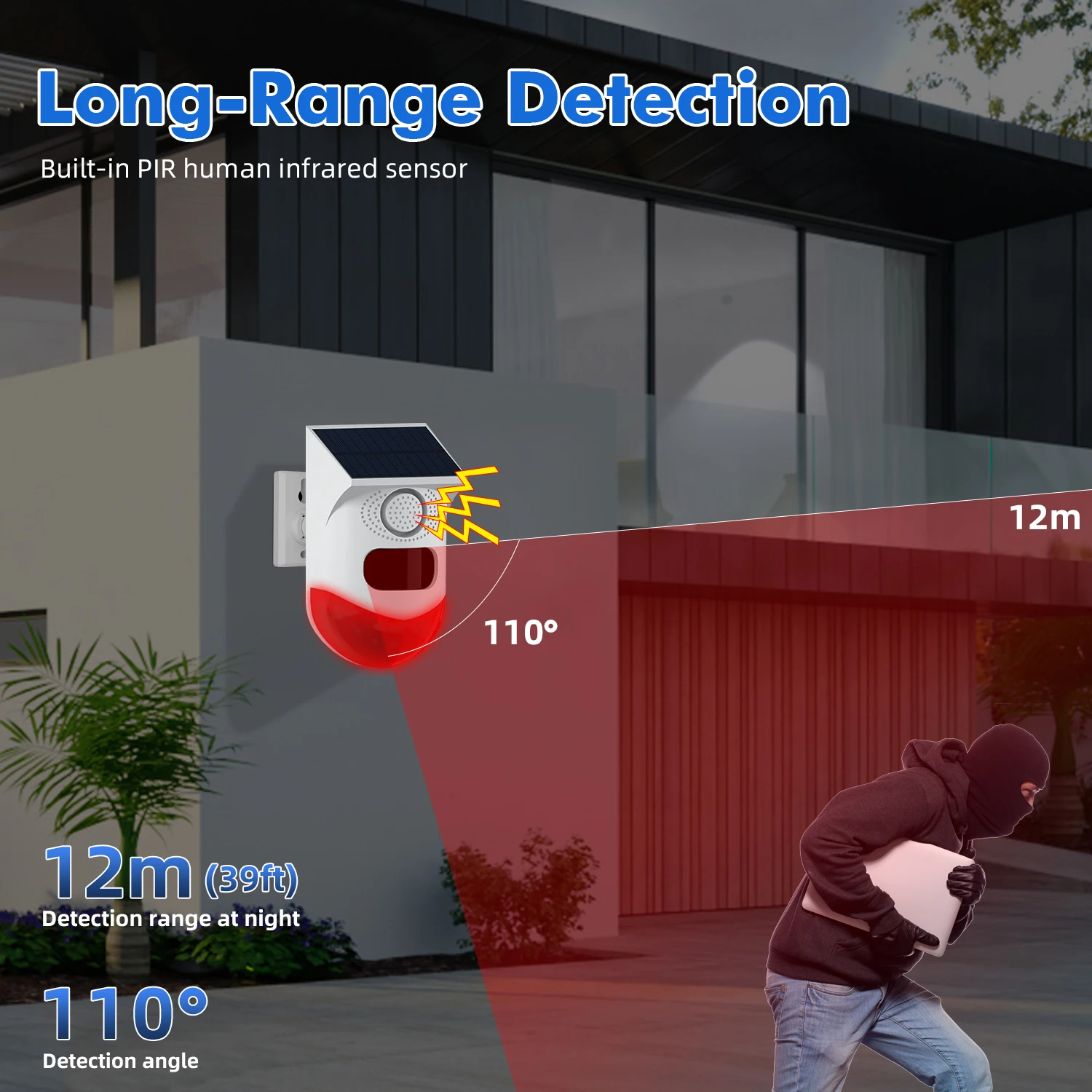 ACJ-alarma Solar infrarroja PIR para exteriores, dispositivo impermeable, inalámbrico, 433MHz, WiFi inteligente, uso independiente y otros modelos