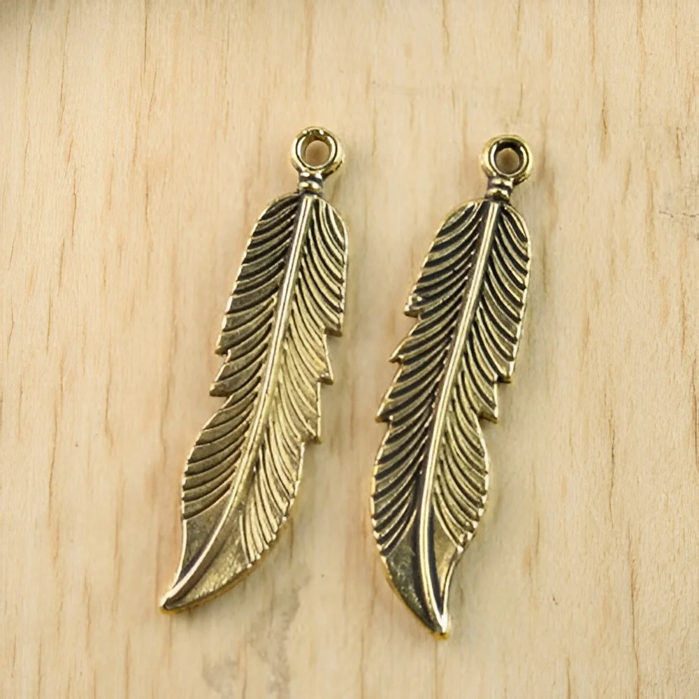 

20 шт. 45,7x11,1 мм подвеска из сплава с перьями h1299