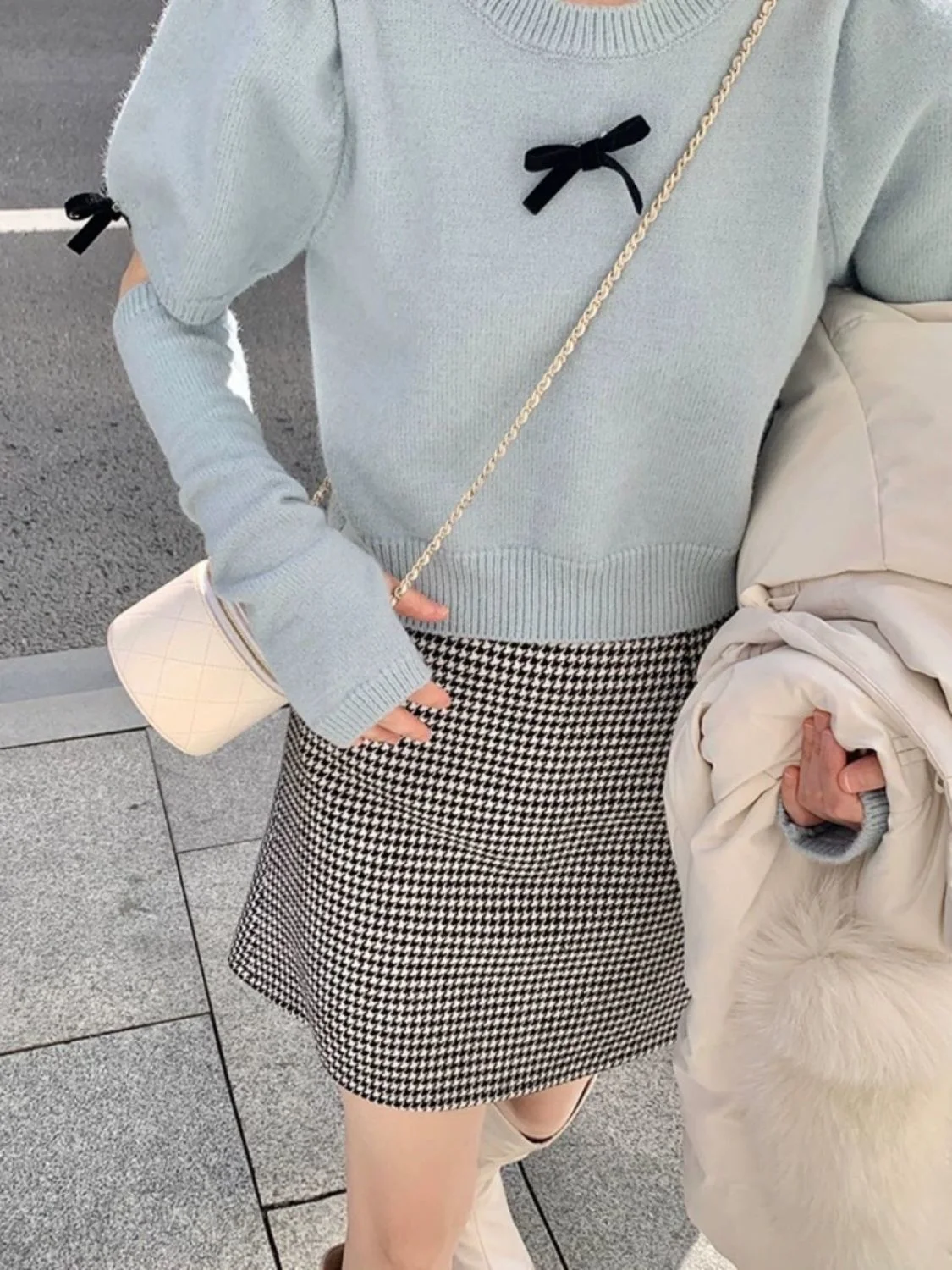 

Detachable Sleeve Knitted Sweater Women Pullovers Vintage Cross-Season Ruched Rib-Knit Urban Leisure Breathable Anti-Wrinkle Ins