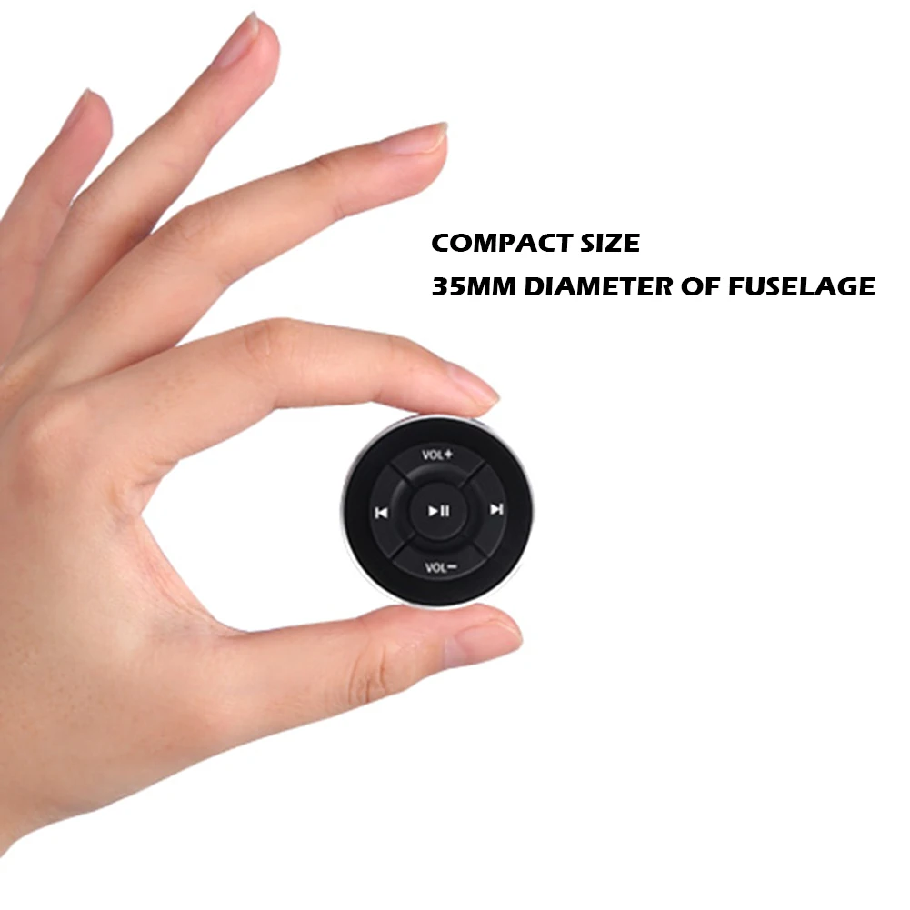 Bluetooth-compatible Car Media Remote Control Compact and Portable Carry Convenient Steering Wheel Bike Handlebar for iOS