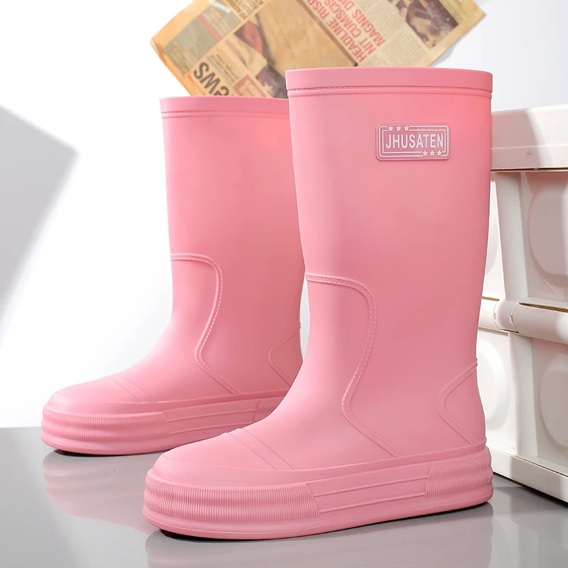 Women's High-Top Integrated Soft Pvc Waterproof Rain Boots with Thickened Cushioning and Non-Slip Soles, Multifunctional for Rainy Days and Commuting