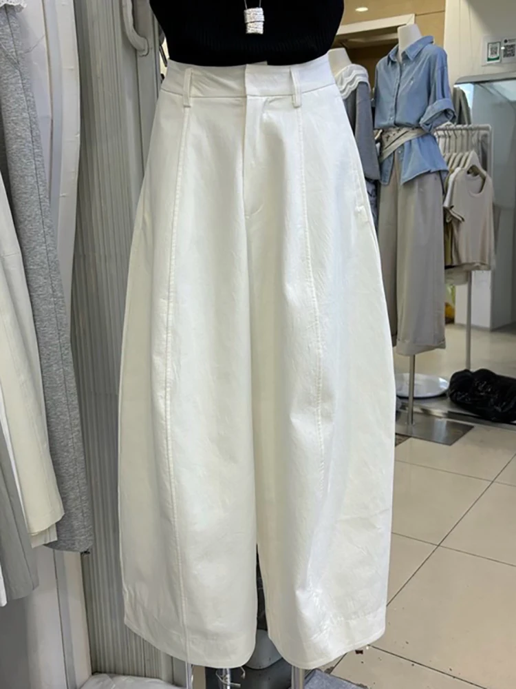 

Брюки женские летние новые, с высокой талией, свободные, широкие, прямого кроя, в корейском стиле, для повседневной носки, модель «Лантерн»