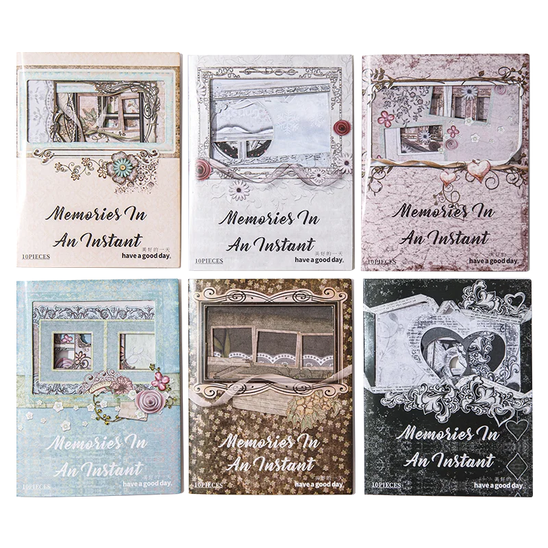 12 paquetes/lote de recuerdos en una serie instantánea, pegatina de papel decorativa retro bonita