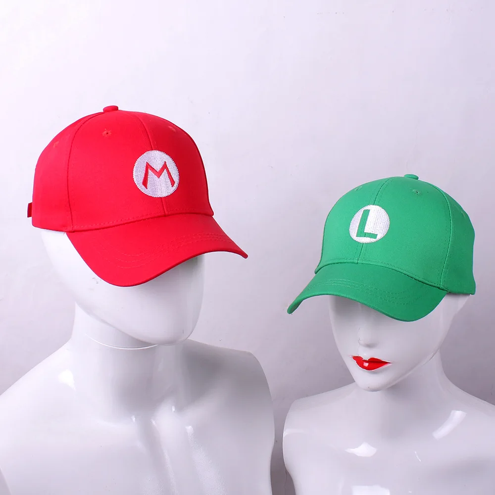 Super Marios Bros Cartoon Hat Luigi Embroidery Anime Figure Peripherals Baseball Cap Shade Sun Protection Cosplay Gifts