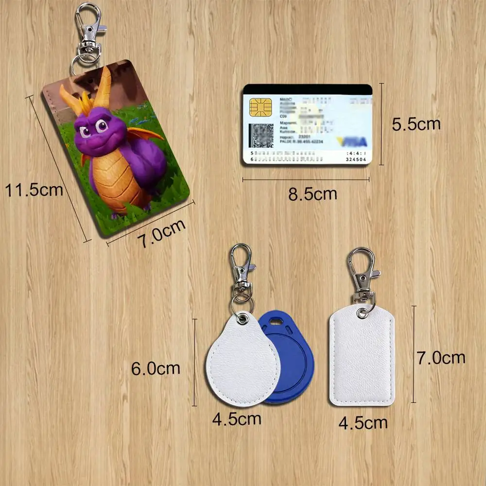 Black Cynder love Spyro Dragon Keychain Holder Suitable For Subway Bank Card Bus Card Case Badge Holder Wallet Card Textured