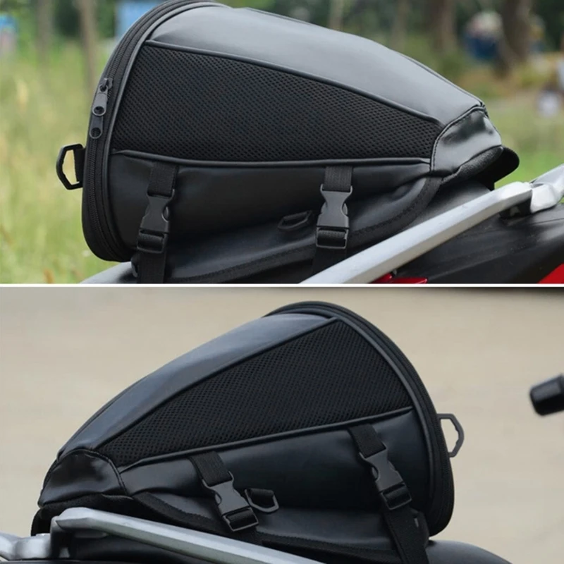 094D Expandable Motorcycle Seats Bag Secure Helmets Holder Riding Gear Pack with Water Resistant Materials for Long Journeys