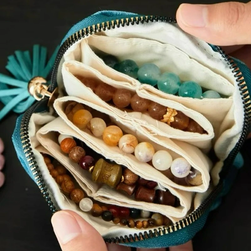 حقائب مجوهرات السفر خمر لقلادة أقراط الحقائب متعددة الطبقات مجوهرات المنظم حقيبة سستة إغلاق حقيبة للتخزين للنساء