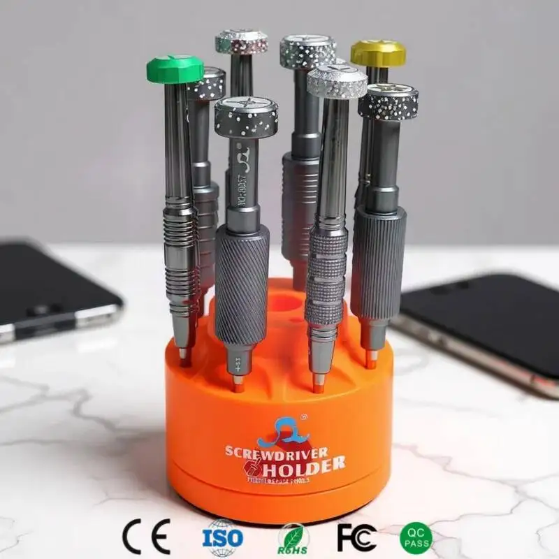 

SW Magnetic Screwdriver Holder Rotating Storage Box 360 Strong Magnetic Base 14 Hole Large Capacity for Electronics Repair Desk