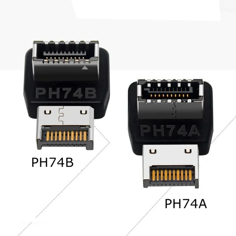 อะแดปเตอร์เชื่อมต่อ USB USB3.0 19 P/20 P ถึง TYPE-E 90 องศาอะแดปเตอร์แปลงด้านหน้า TYPE C ซ็อกเก็ตเมนบอร์ดคอมพิวเตอร์