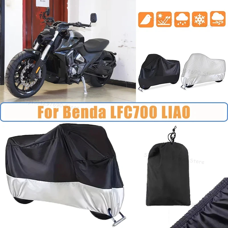 210D Oxford Motorcycle Cover Waterproof All Season UV Protection For Benda LFC700 LIAO Anti-Tear Windproof Motorbike Cover