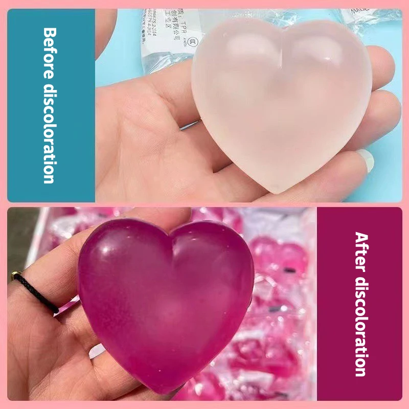 1Pc Changing Color Heart Squeeze Toy Sequins Love Fidget Toy Squishy Pinch Kneading Toy Stress Reliever Toy Kid Party Favor