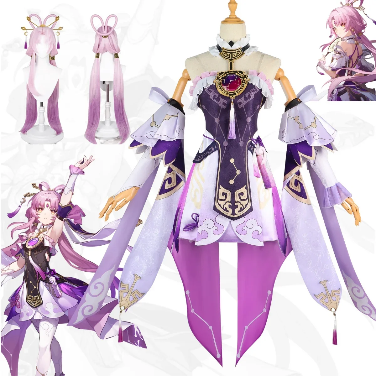 Honkai Star Rail Fu Xuan Cosplay pour femme, jeu d'anime, uniforme de jeu, perruque, ensemble de fête, accessoires, costume d'Halloween