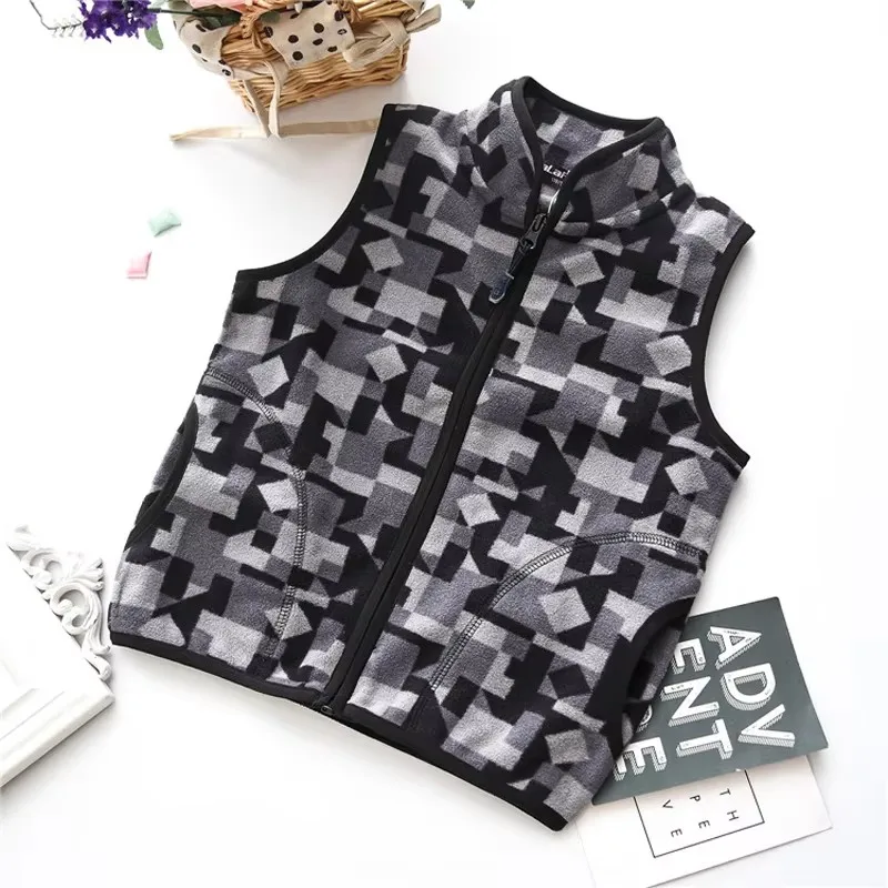 موضة عادية نمط الأطفال سترة ربيع الخريف الشتاء الدافئة الصوف الطفل سترة نمط هندسي فتاة صبي سترة مع سستة