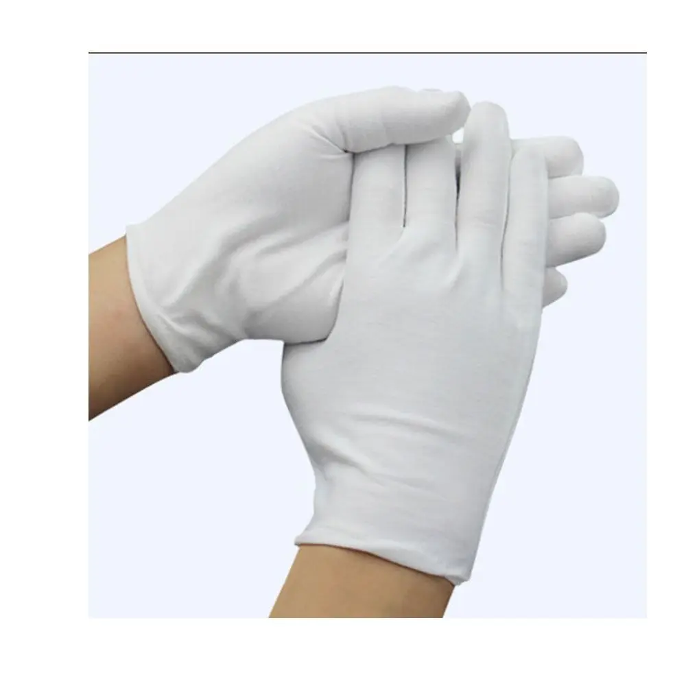 Guantes de algodón anticalor para cocinar, guante blanco de un tamaño, 12 pares