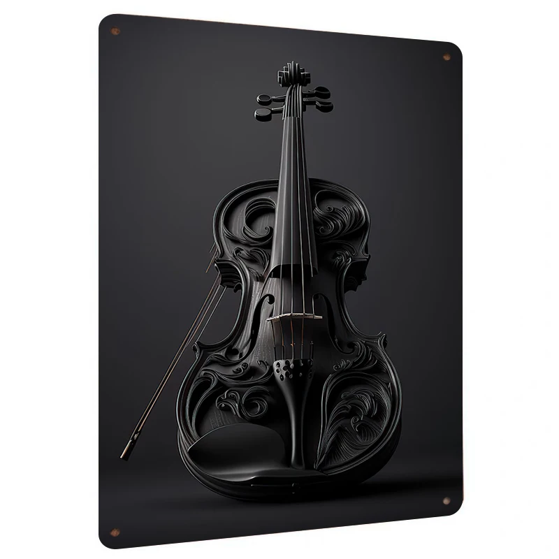 Exquisite Black Carved Violin Metal Iron Painting Home Wall Decor Art Hanging Ornament for Cross Border
