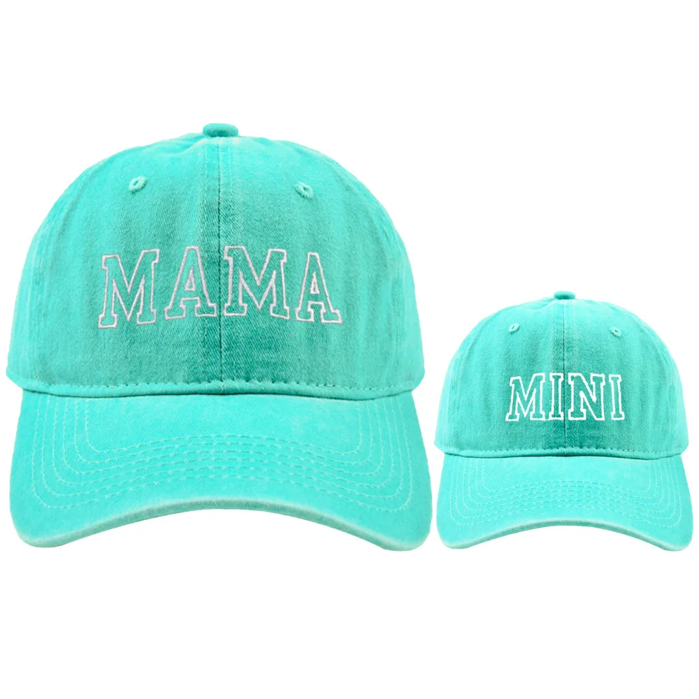 New Parent Child Hat Cute MAMA MINI Embroidered Baseball Hats for Women Girl Fashion Outdoor Sunscreen Hat Kids Casual Sport Cap