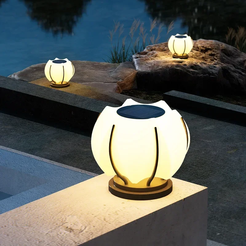 Solar Pillar Lights Outdoor Waterproof Home Villa LED Wall Lamp Modern Gate Garden Lighting Decor Solar Energy Super Bright Door