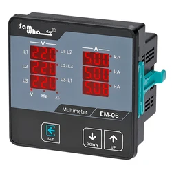 Samwha-dsp EM-06デジタルマルチメーター、三相ボルト (L-L) 、 (L-N) 、ampere、周波数、フェーズシーケンス表示パネルメーター12 in 1