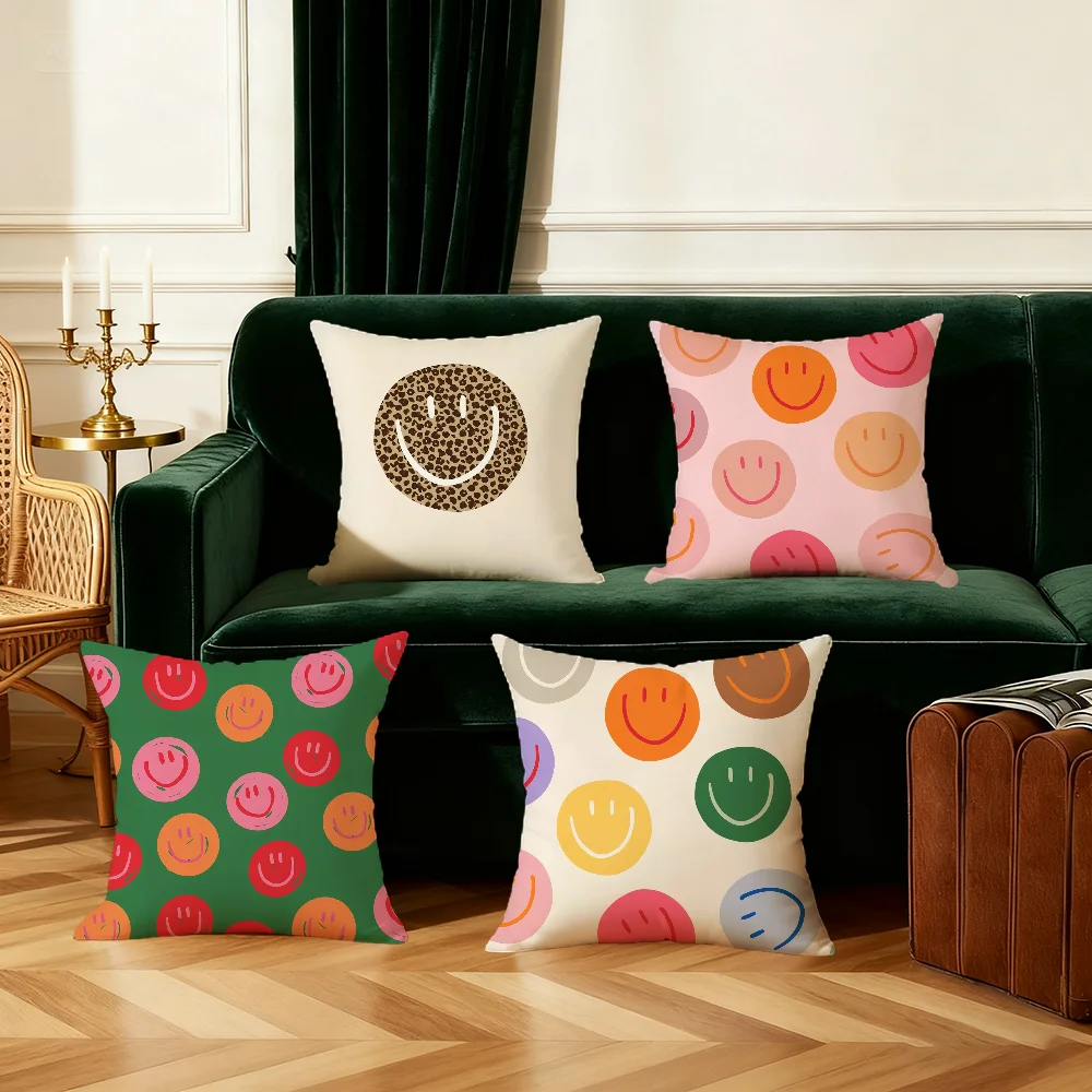 Smile Allover Bunt Cushion Cover Bedroom Sofa Decorative Home Car Portable Cushion Cover With Zipper Soft Pillowcase