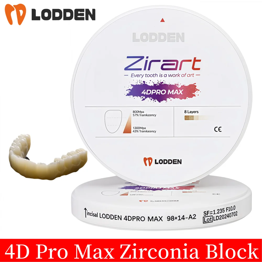 

98MM Zirconia Block Multilayer 4D Pro Max Dental Lab CADCAM Milling Disc Crown Restoration Dental Implants Material