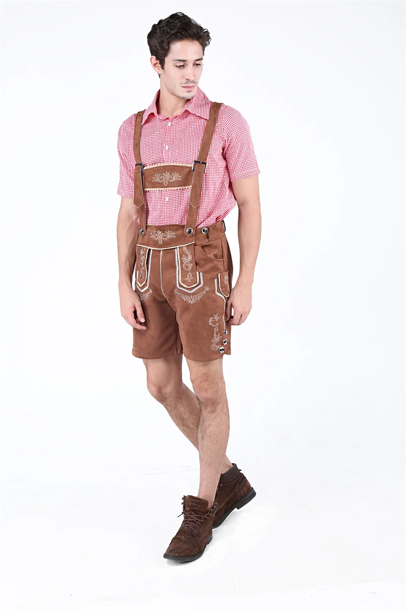 Munich Oktoberfest Costume Germany Bavarian Clubwear Top And Lederhosen Halloween  Cosplay German Uniform Medival Men Costumes