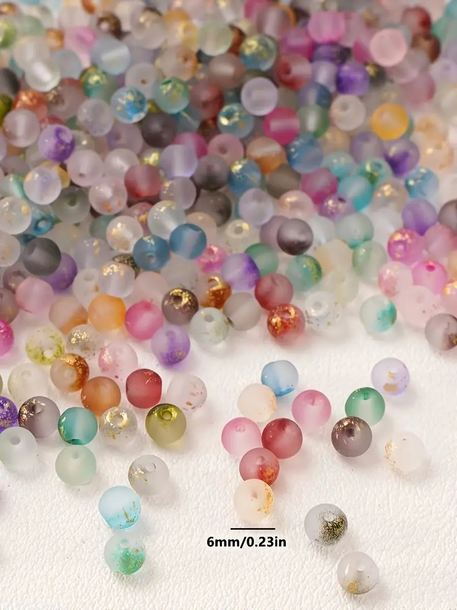 6mm 220 Stück Mattierte Farbverlauf Gepunktete Runde Perlen, Verwendbar für Armbänder und Halsketten, DIY-Schmuckmaterialien – Detail 1