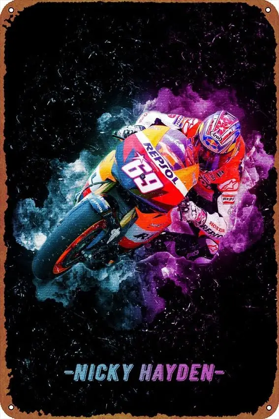 Nicky Hayden Sports posters Tin Signs Retro Metal Movie Tins for Bar Pub Home Cafes Wall Decor, 8X12 Inch (20X30 CM) sign