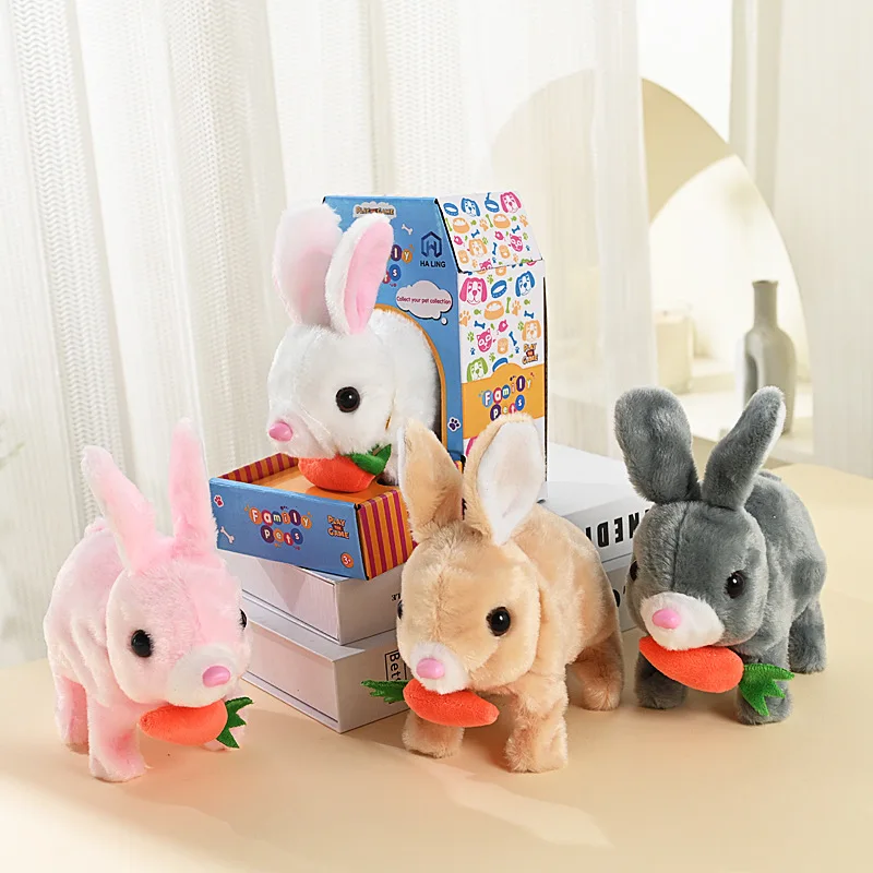 1pcs Cute Cartoon Rabbit Electric Radish Rabbit Simulation Pet Children's Home Play Girl Pet Stuffed Animals Kids Toys