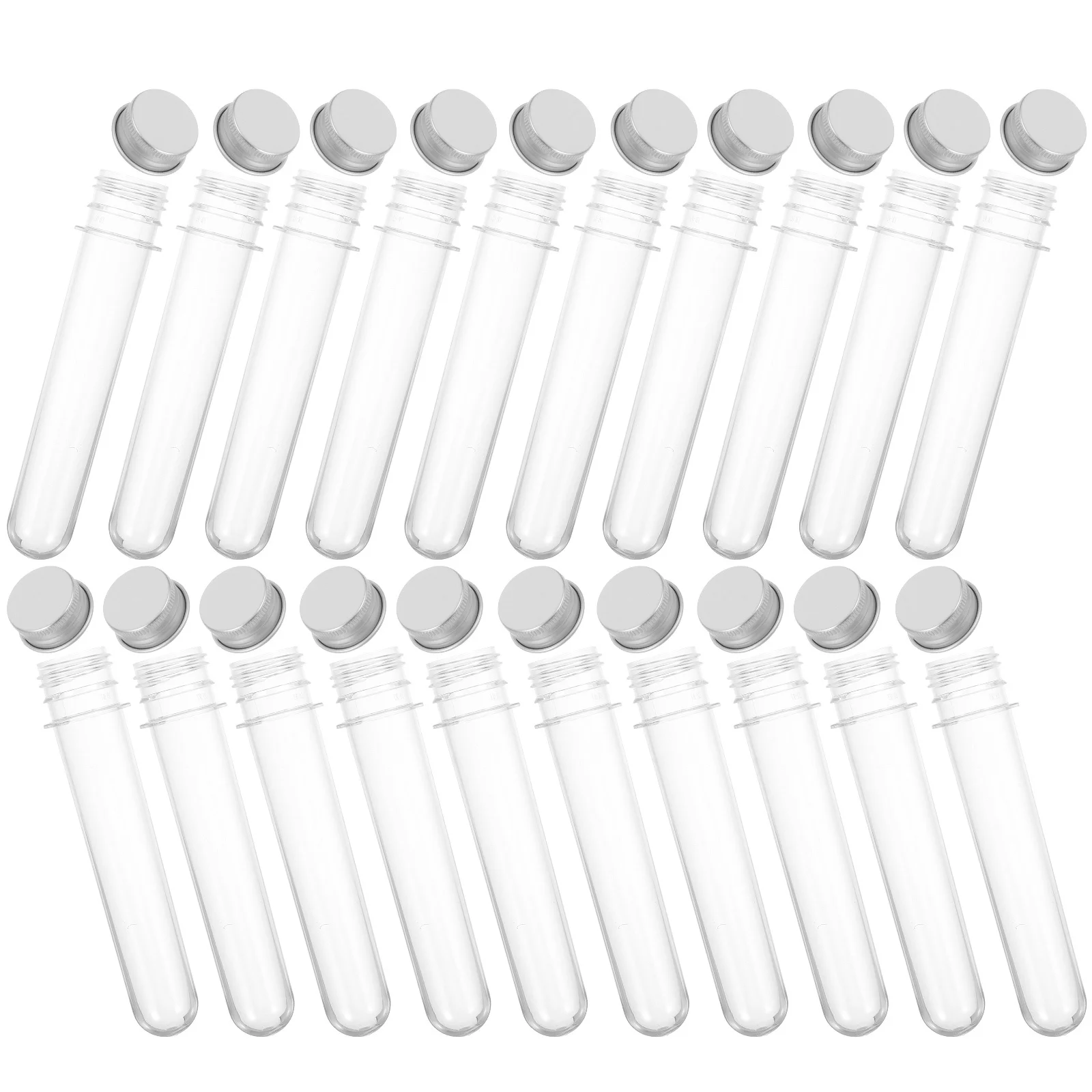 

20pcs 45Ml Plastic Test Tubes Clear Pet Cylindrical Containers Screw Caps For Science Experiments Hydroponic Plants Storage