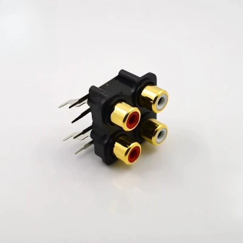 Soquete AV Lotus, conexão de áudio RCA de vídeo vermelho branco AV4-7 de 4 núcleos banhado a ouro