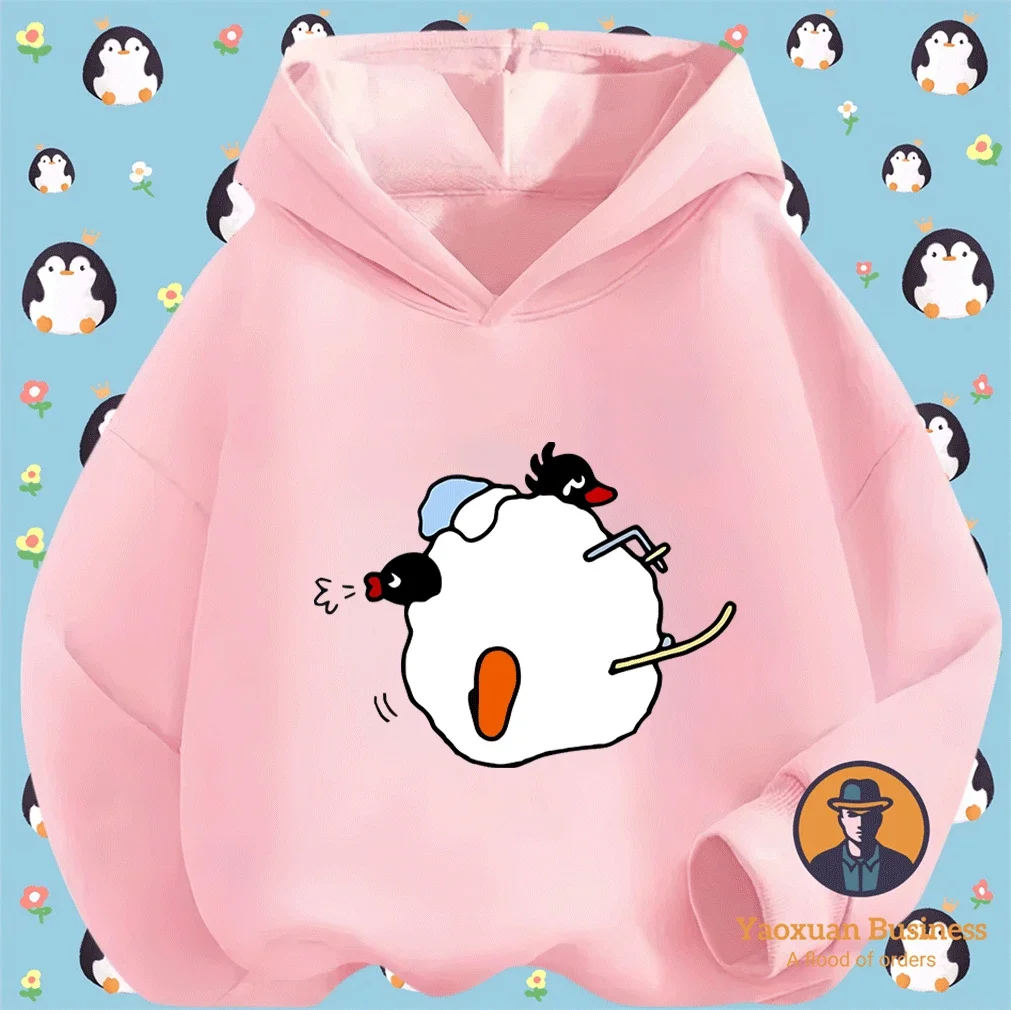 

Kids Teens 2-14Y Hot Sale Fashion Pingu Cartoon Print Cotton Hoodie Autumn Winter