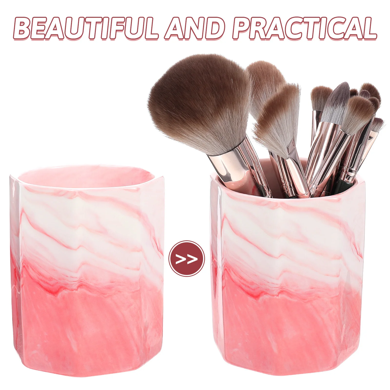 Ceramic Pen Holder Desktop Storage Cup Makeup Brush Organizer Stationery Container Multipurpose Pencil Organizer