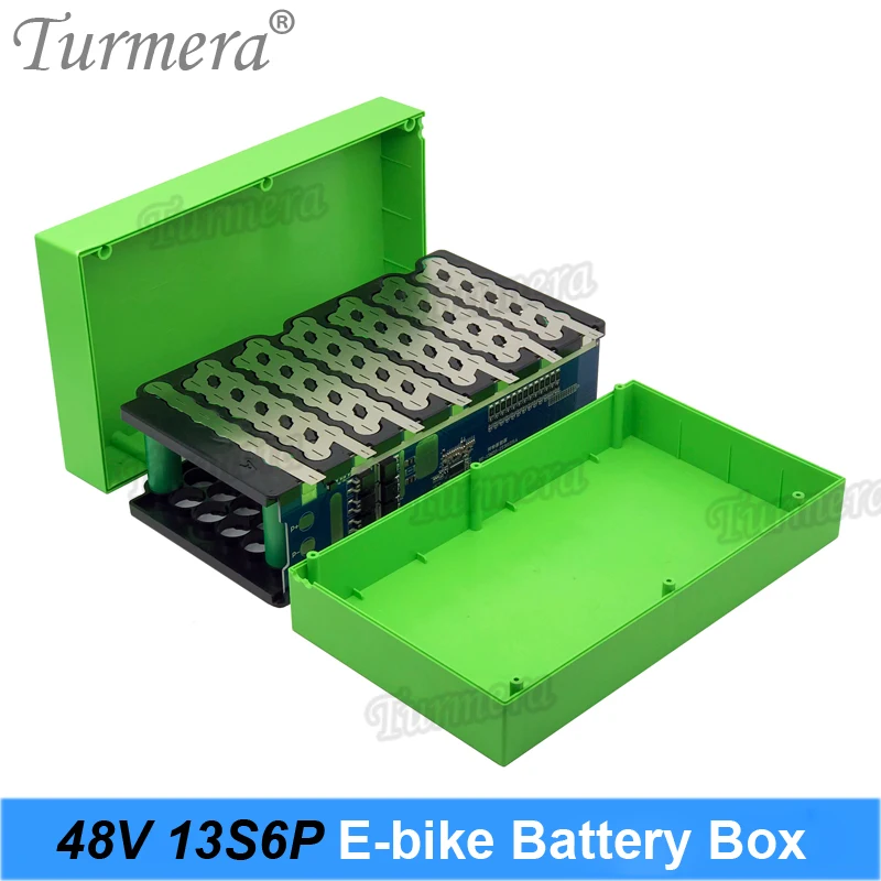 Turmera 48V E-bike Lithium Battery Case with 20A  BMS Board Include 13S6P 18650 Holder and Nickel for Electric Bike Battery Use