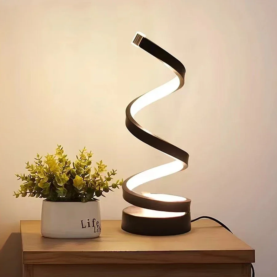 Modern Spiral Table  Night Light Dimmable Desk Lamp Living Room Nightstand Lamp Bedside Table Study Office Bedroom Decoration