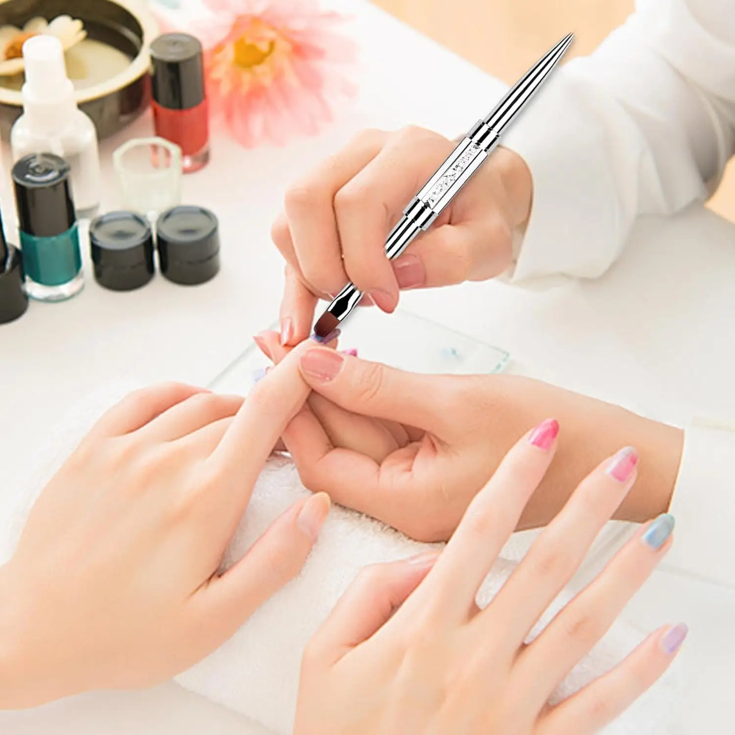 Brosses à ongles en Gel dur à double extrémité, pour constructeur de Gel et Polygel, outils de conception d'art d'ongle de qualité Salon, brosse de manucure professionnelle 1 pièces