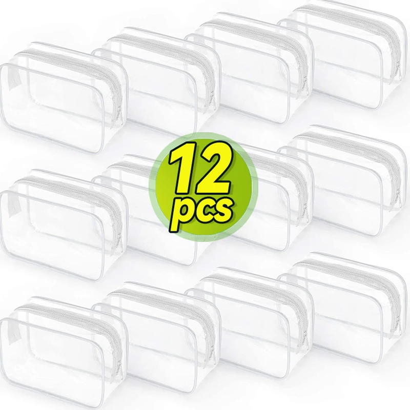 1-12 Stuks Transparant Pvc Opbergen Reisorganisator Doorzichtige Make-Up Tas Schoonheidsspecialiste Schoonheidstas Toilettas Waszakken