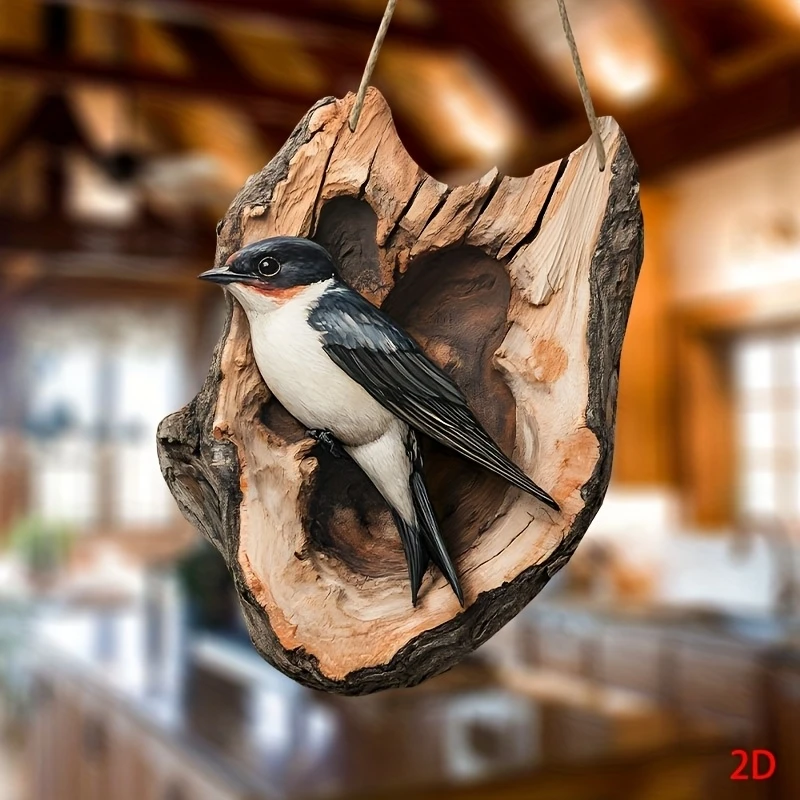 2D 10in حمامة سوداء خشبية الحائط الطيور على شكل تصميم ديكور المنزل غرفة الأطفال شقة مطبوعة مزرعة الريفية تخطيط الفني